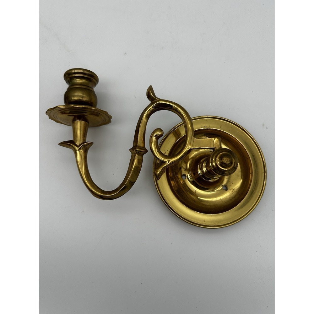 VGT Lacouered Brass Wall Mount Rare Swing Swivel Candlestick Holders 9" EUC - Picture 5 of 9